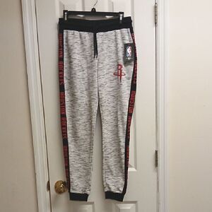HOUSTON ROCKETS LICENSED Unisex NBA Gray/Black/Red Joggers Size Medium